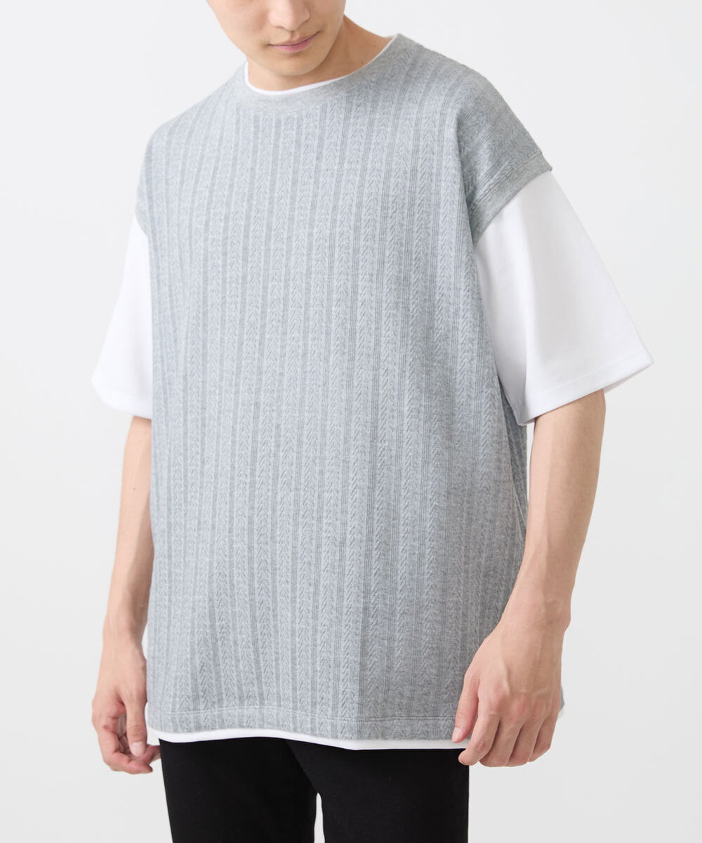 MKKGX44069 MK MICHEL KLEIN HOMME(MKミッシェルクランオム) フェイクベストカットソー グレー