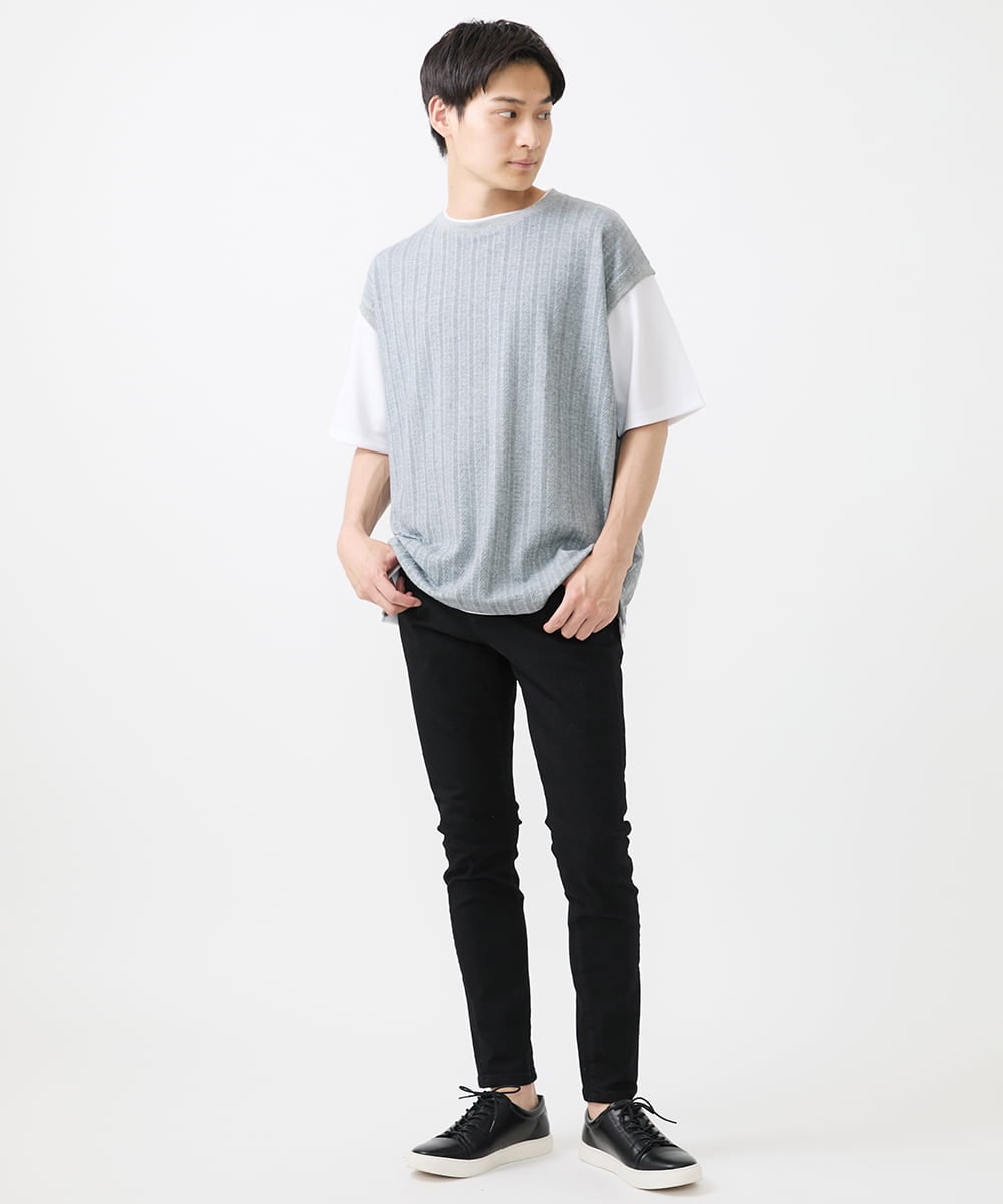 MKKGX44069 MK MICHEL KLEIN HOMME(MKミッシェルクランオム) フェイクベストカットソー グレー