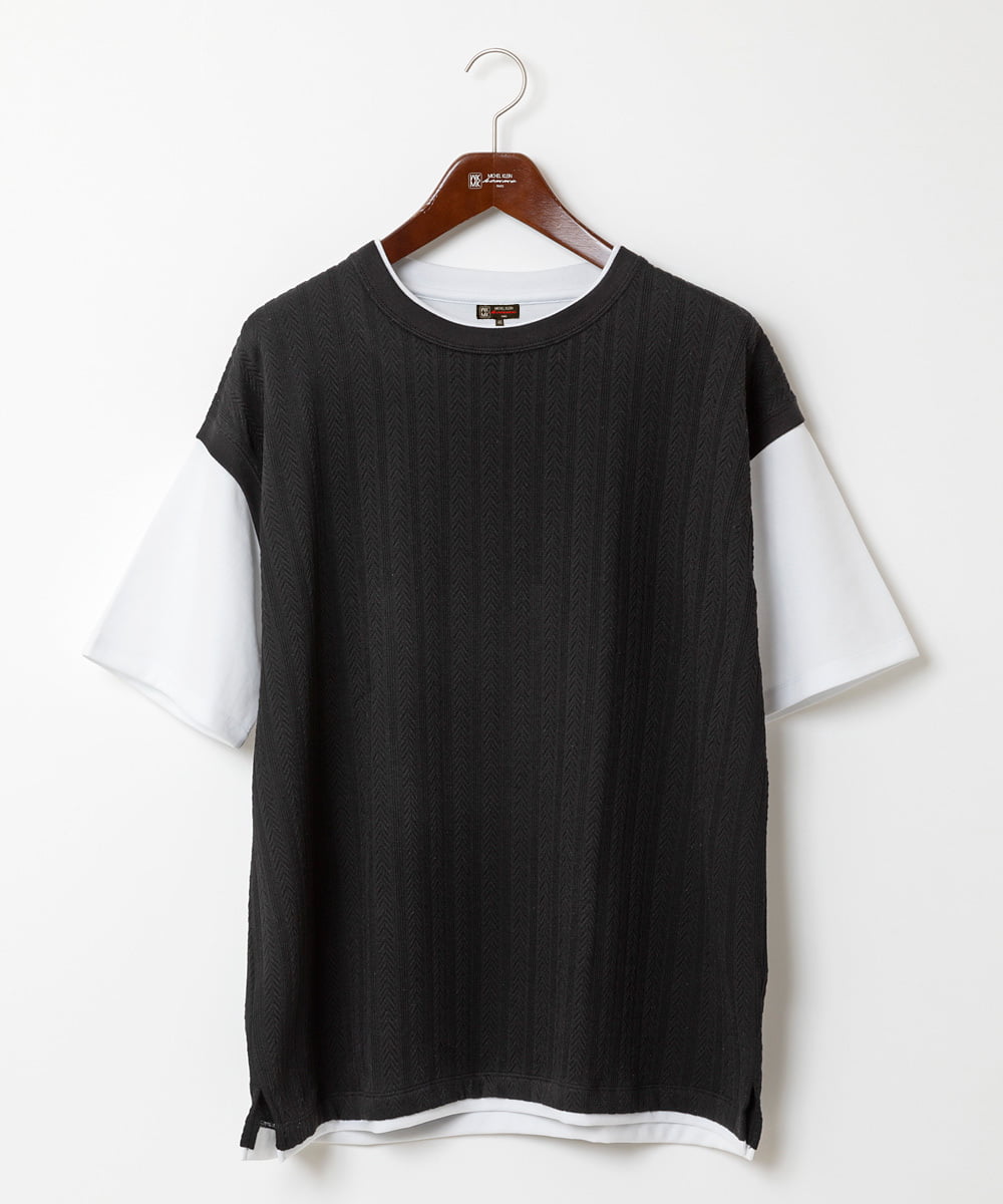 MKKGX44069 MK MICHEL KLEIN HOMME(MKミッシェルクランオム) フェイクベストカットソー ブラック