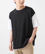 MKKGX44069 MK MICHEL KLEIN HOMME(MKミッシェルクランオム) フェイクベストカットソー ブラック