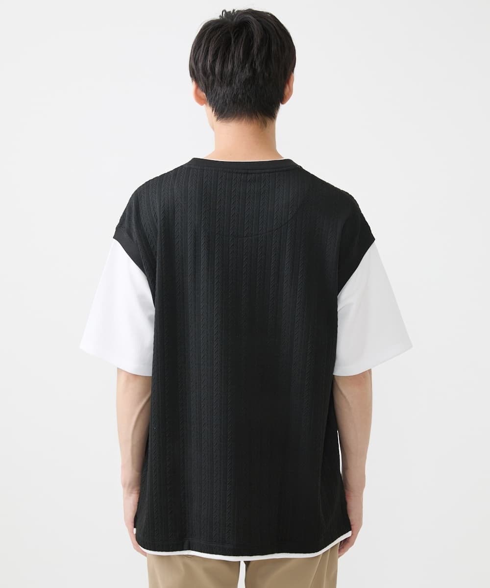 MKKGX44069 MK MICHEL KLEIN HOMME(MKミッシェルクランオム) フェイクベストカットソー ブラック