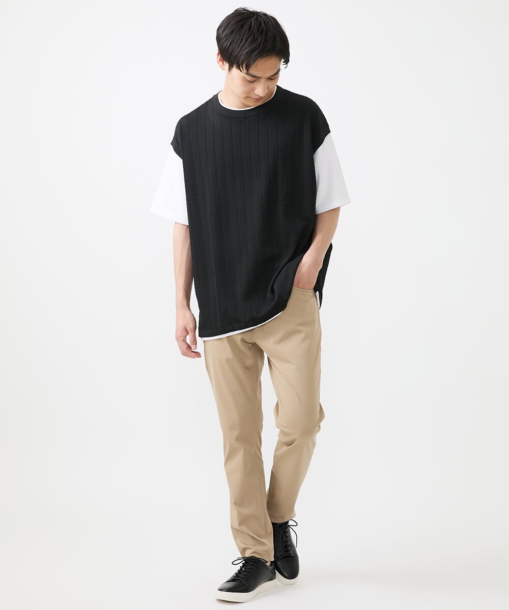 MKKGX44069 MK MICHEL KLEIN HOMME(MKミッシェルクランオム) フェイクベストカットソー ブラック