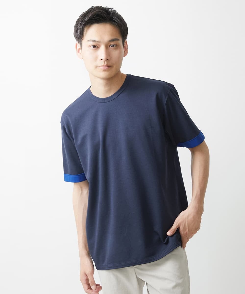 MKKGX45089 MK MICHEL KLEIN HOMME(MKミッシェルクランオム) ダブルフェイスカットソー ネイビー