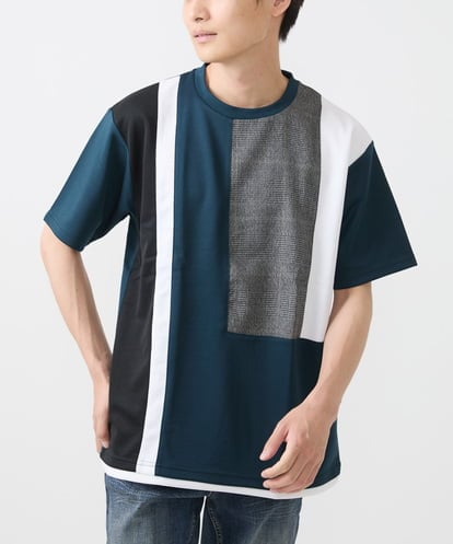 MKKGX46059  【涼感素材】Tシャツ/クールタッチグレンチェックキリカエブロック