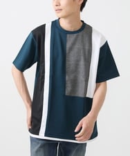 MKKGX46059 MK MICHEL KLEIN HOMME(MKミッシェルクランオム) 【涼感素材】Tシャツ/クールタッチグレンチェックキリカエブロック グリーン