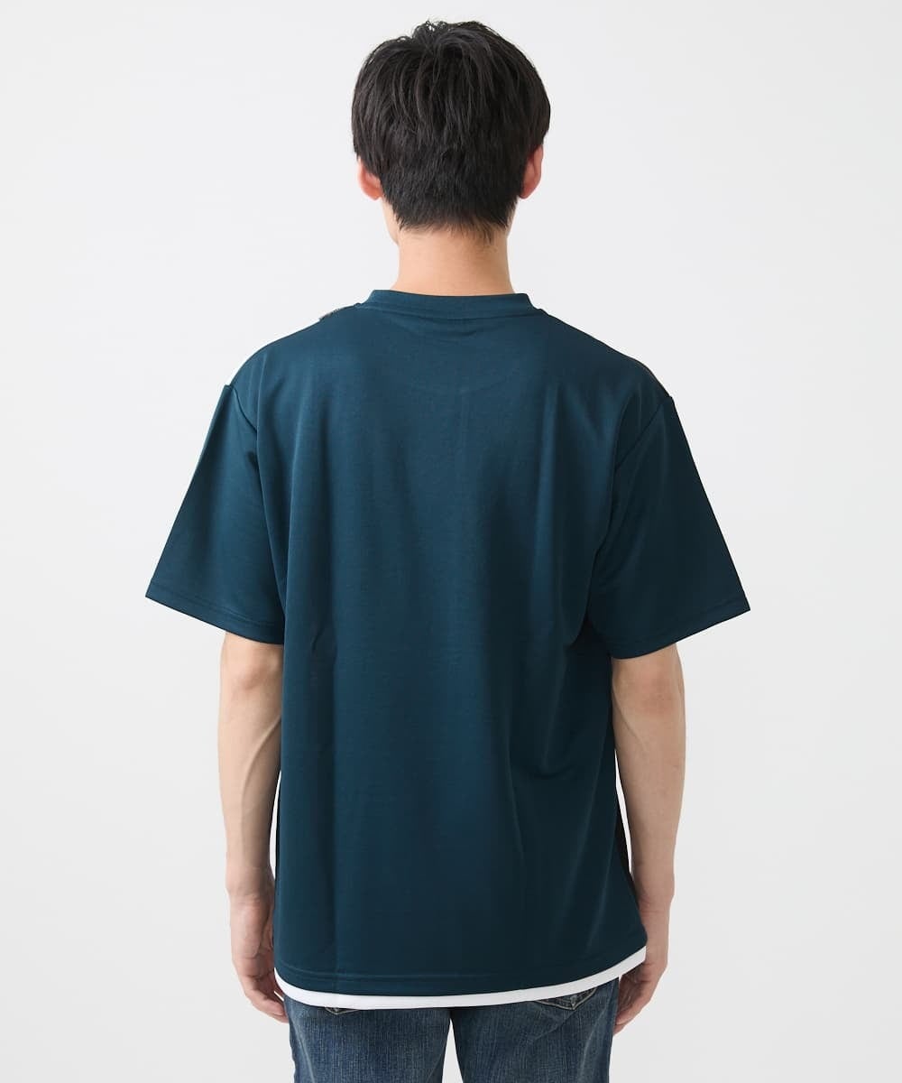 MKKGX46059 MK MICHEL KLEIN HOMME(MKミッシェルクランオム) 【涼感素材】Tシャツ/クールタッチグレンチェックキリカエブロック グリーン