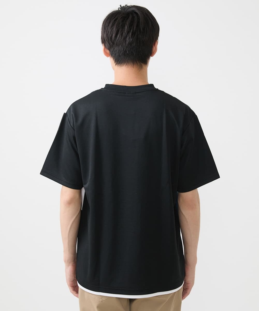 MKKGX46059 MK MICHEL KLEIN HOMME(MKミッシェルクランオム) 【涼感素材】Tシャツ/クールタッチグレンチェックキリカエブロック ブラック