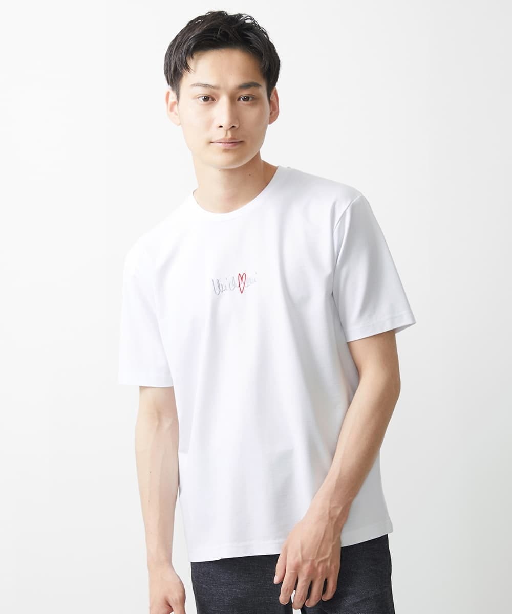 MKKGX47069 MK MICHEL KLEIN HOMME(MKミッシェルクランオム) ミッシェルクランサインカットソー ホワイト