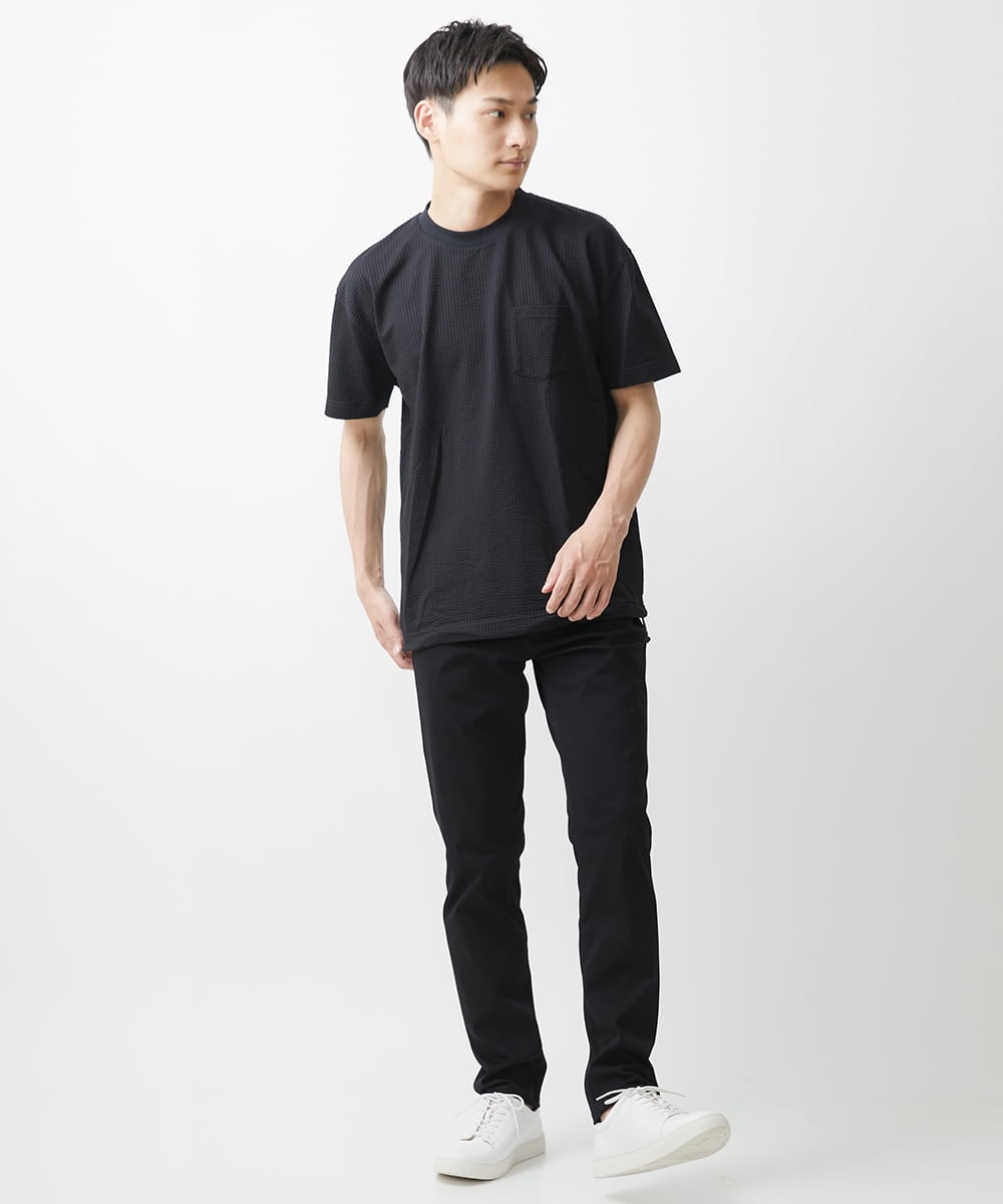 MKKGX53069 MK MICHEL KLEIN HOMME(MKミッシェルクランオム) 【大きいサイズあり】カットソー/サッカージャージ ブラック