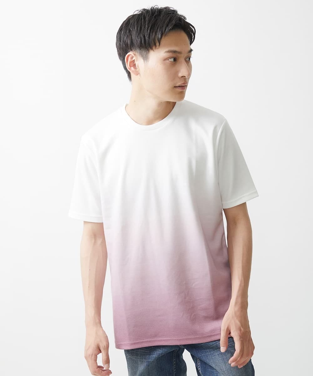 MKKGX72059 MK MICHEL KLEIN HOMME(MKミッシェルクランオム) 【大きいサイズあり】グラデーションカットソー / 昇華プリント ピンク