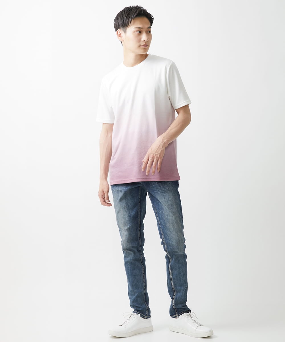 MKKGX72059 MK MICHEL KLEIN HOMME(MKミッシェルクランオム) 【大きいサイズあり】グラデーションカットソー / 昇華プリント ピンク