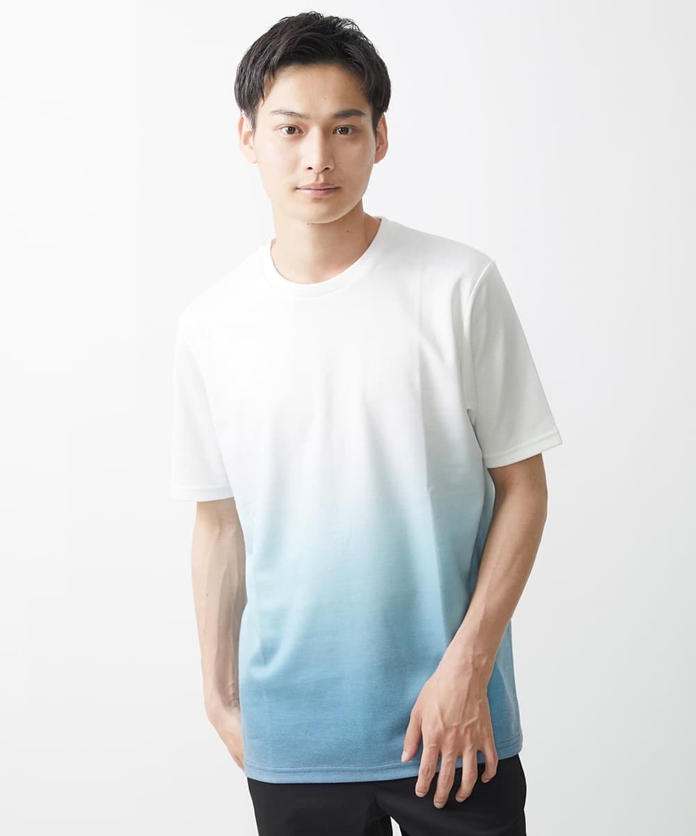 MKKGX72059 MK MICHEL KLEIN HOMME(MKミッシェルクランオム) 【大きいサイズあり】グラデーションカットソー / 昇華プリント グリーン