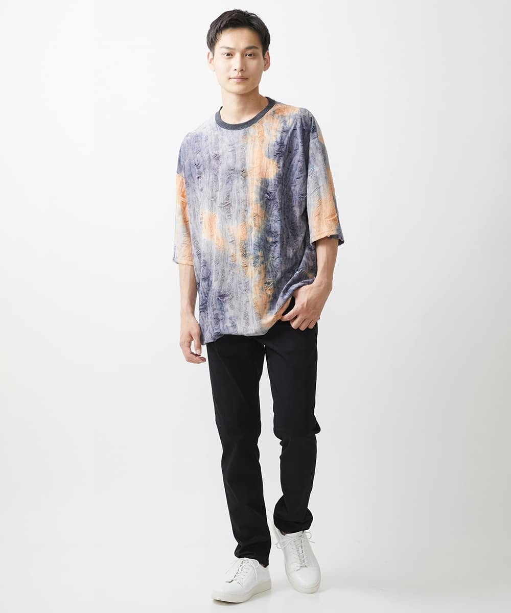 MKKGX79089 MK MICHEL KLEIN HOMME(MKミッシェルクランオム) ヴィンテージダメージカットソー / タイダイ染め加工 ベージュ