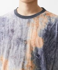 MKKGX79089 MK MICHEL KLEIN HOMME(MKミッシェルクランオム) ヴィンテージダメージカットソー / タイダイ染め加工 ベージュ