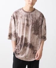 MKKGX79089 MK MICHEL KLEIN HOMME(MKミッシェルクランオム) ヴィンテージダメージカットソー / タイダイ染め加工 ブラウン