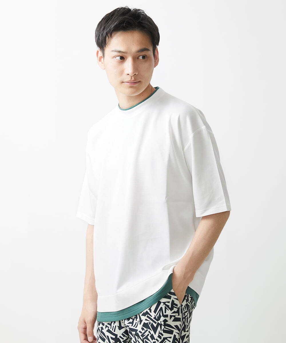 MKKGX84079 MK MICHEL KLEIN HOMME(MKミッシェルクランオム) フェイクレイヤードカットソー ライトブルー
