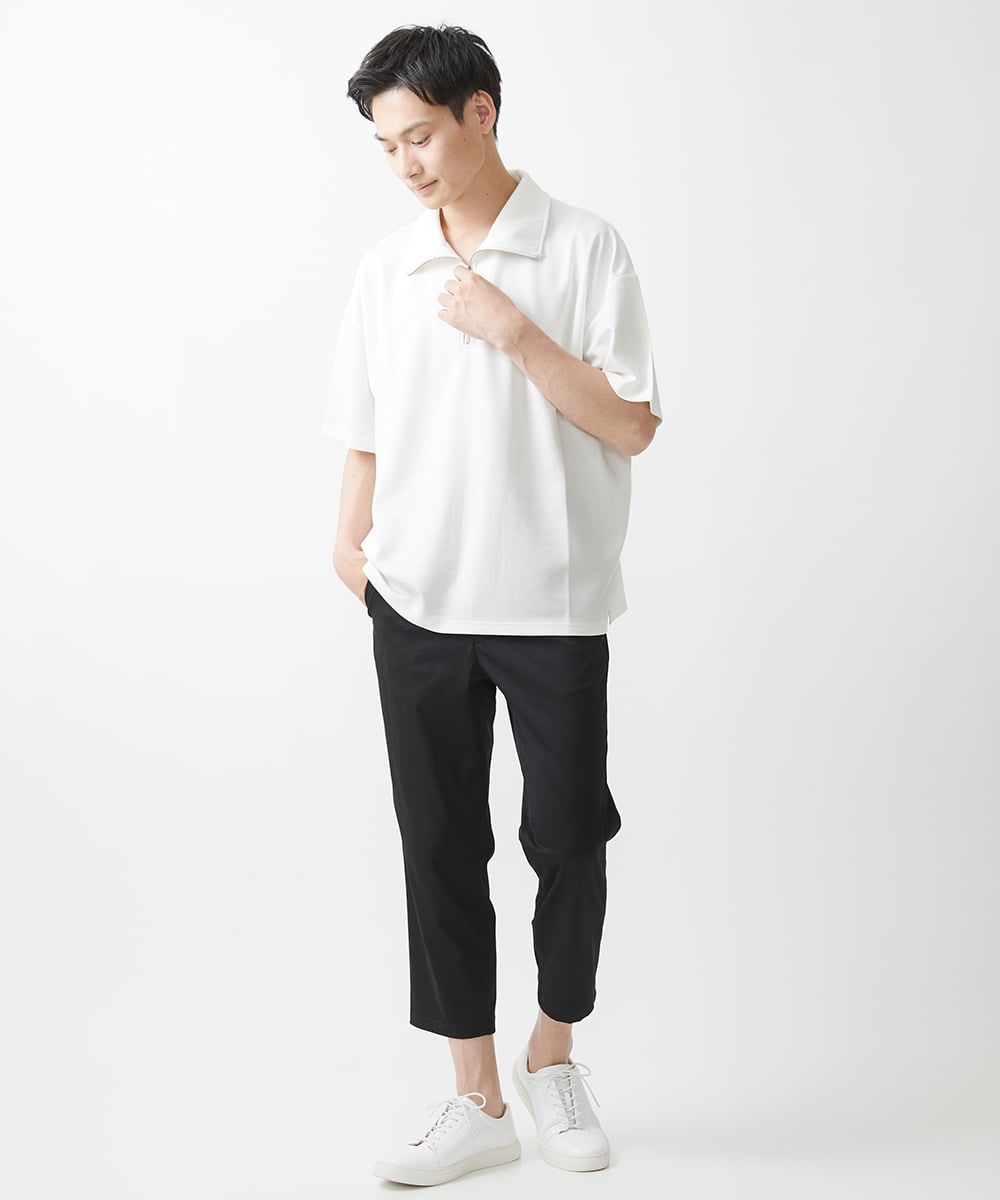 MKKGX86089 MK MICHEL KLEIN HOMME(MKミッシェルクランオム) ハイネックハーフジップカットソー ホワイト