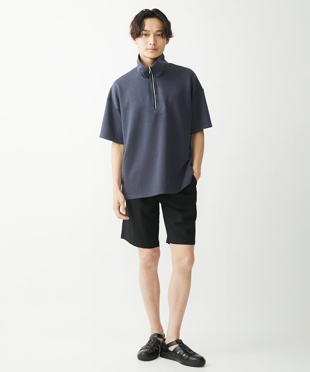 MKKGX86089 MK MICHEL KLEIN HOMME(MKミッシェルクランオム) ハイネックハーフジップカットソー ダークグレー