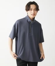 MKKGX86089 MK MICHEL KLEIN HOMME(MKミッシェルクランオム) ハイネックハーフジップカットソー ダークグレー