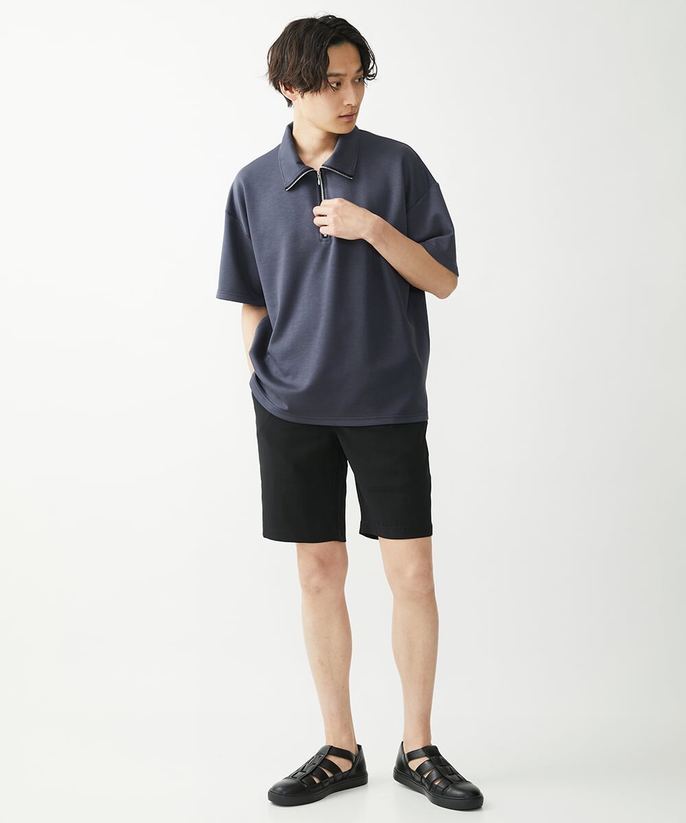 MKKGX86089 MK MICHEL KLEIN HOMME(MKミッシェルクランオム) ハイネックハーフジップカットソー ダークグレー