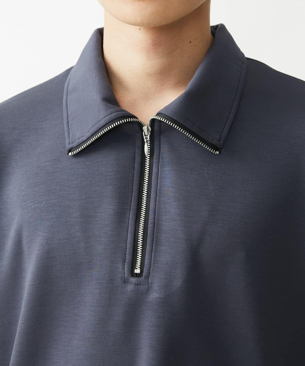 MKKGX86089 MK MICHEL KLEIN HOMME(MKミッシェルクランオム) ハイネックハーフジップカットソー ダークグレー