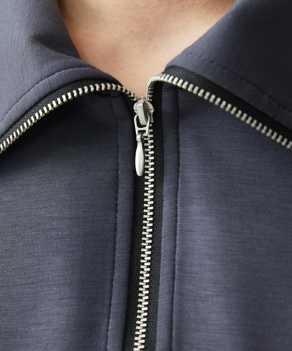 MKKGX86089 MK MICHEL KLEIN HOMME(MKミッシェルクランオム) ハイネックハーフジップカットソー ダークグレー