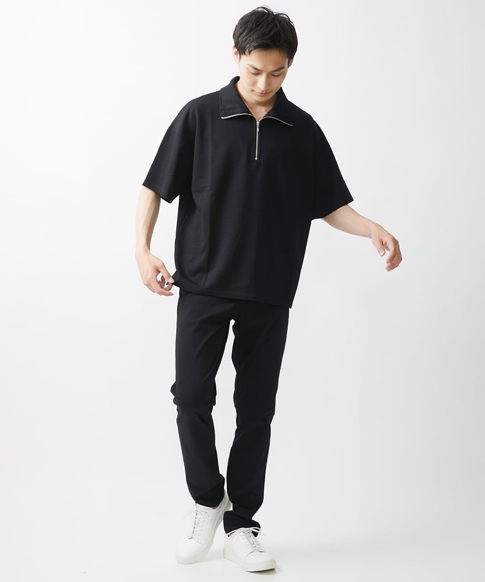 MKKGX86089 MK MICHEL KLEIN HOMME(MKミッシェルクランオム) ハイネックハーフジップカットソー ブラック