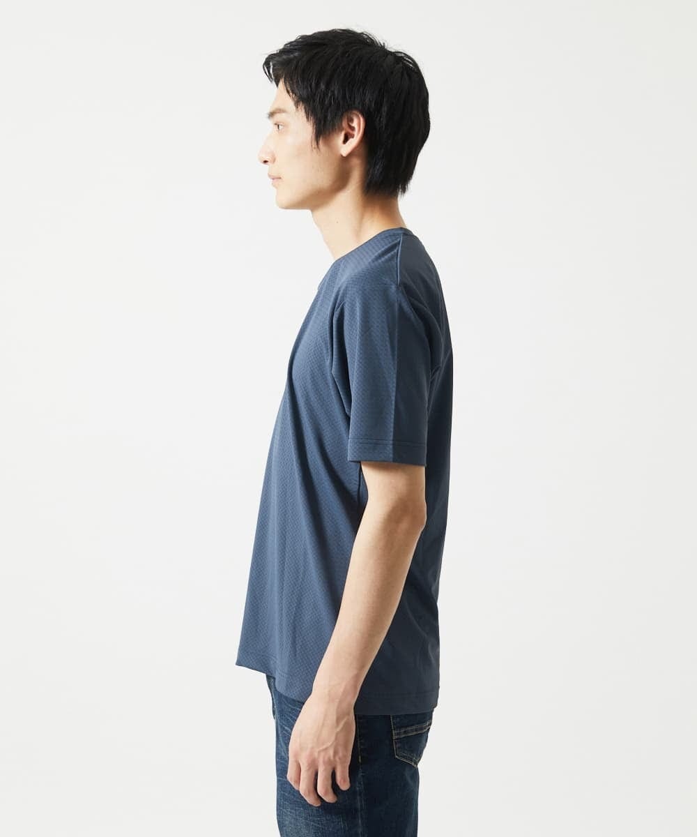 MKKHA57050 MK MICHEL KLEIN HOMME(MKミッシェルクランオム) 【涼 / 冷】Tシャツ / クロスウエーブジャガード ネイビー