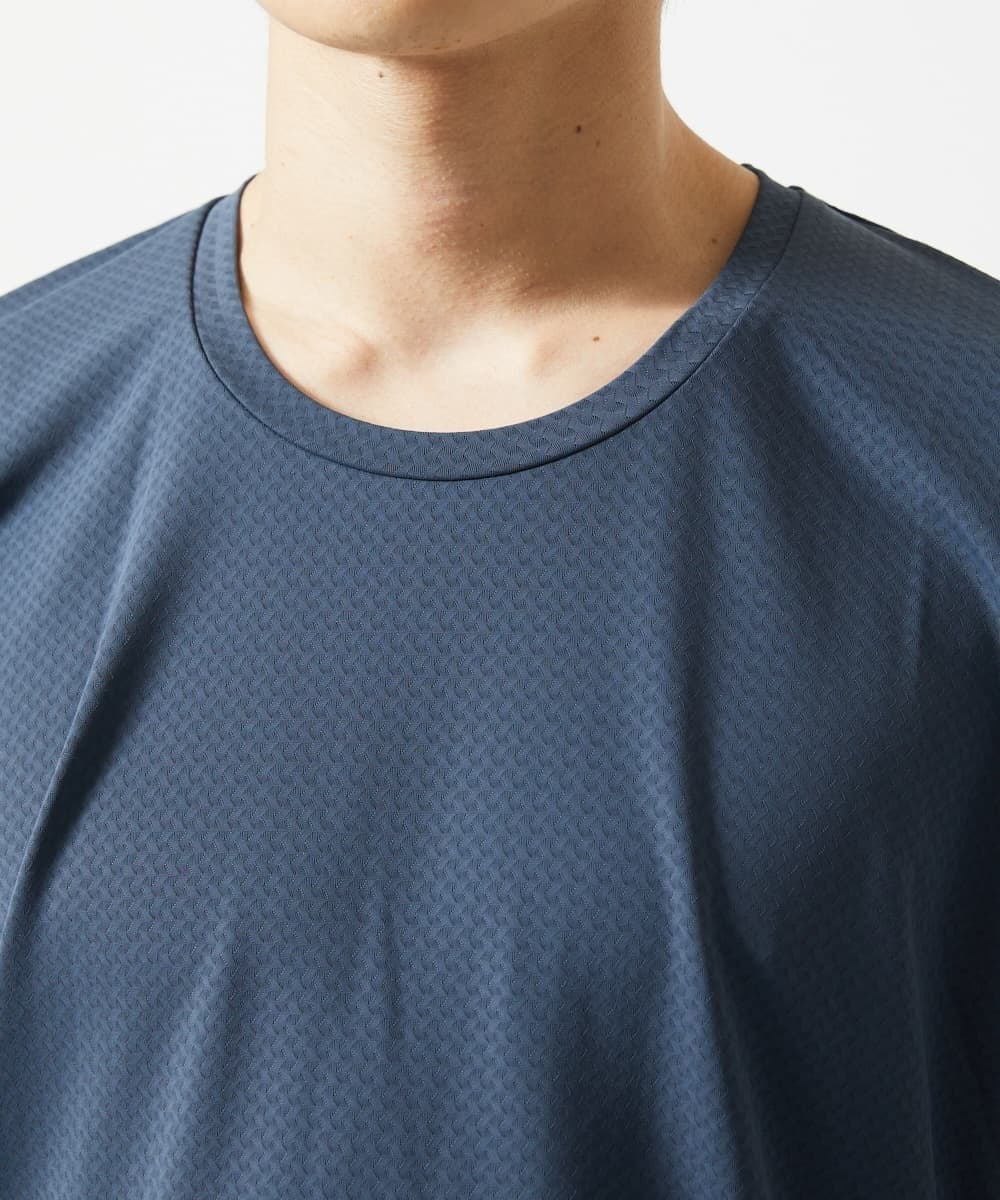 MKKHA57050 MK MICHEL KLEIN HOMME(MKミッシェルクランオム) 【涼 / 冷】Tシャツ / クロスウエーブジャガード ネイビー