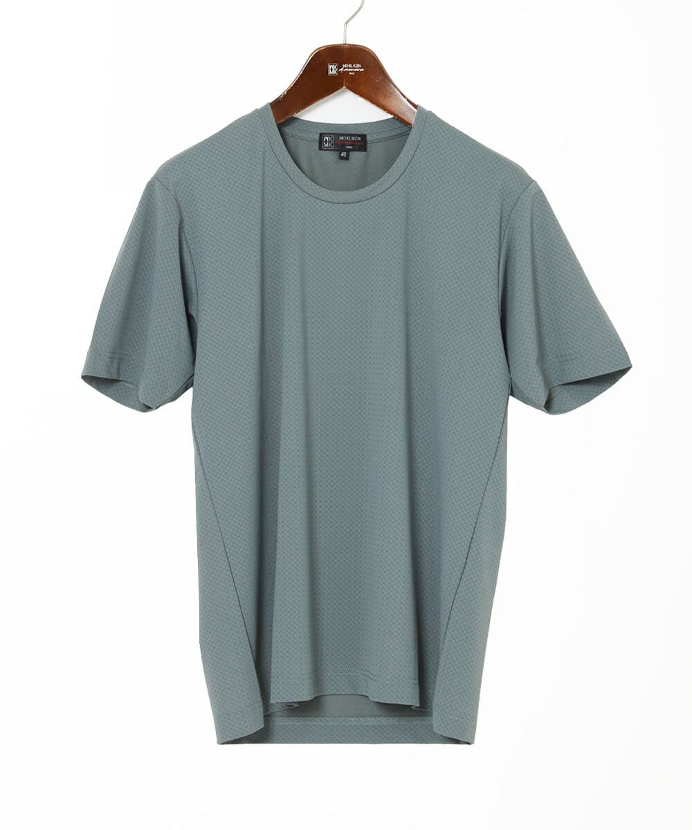MKKHA57050 MK MICHEL KLEIN HOMME(MKミッシェルクランオム) 【涼 / 冷】Tシャツ / クロスウエーブジャガード グレー