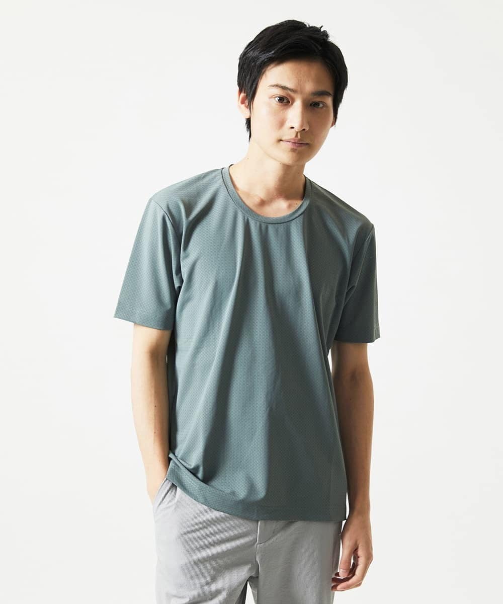 MKKHA57050 MK MICHEL KLEIN HOMME(MKミッシェルクランオム) 【涼 / 冷】Tシャツ / クロスウエーブジャガード グレー