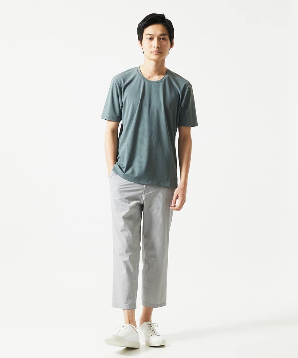 MKKHA57050 MK MICHEL KLEIN HOMME(MKミッシェルクランオム) 【涼 / 冷】Tシャツ / クロスウエーブジャガード グレー