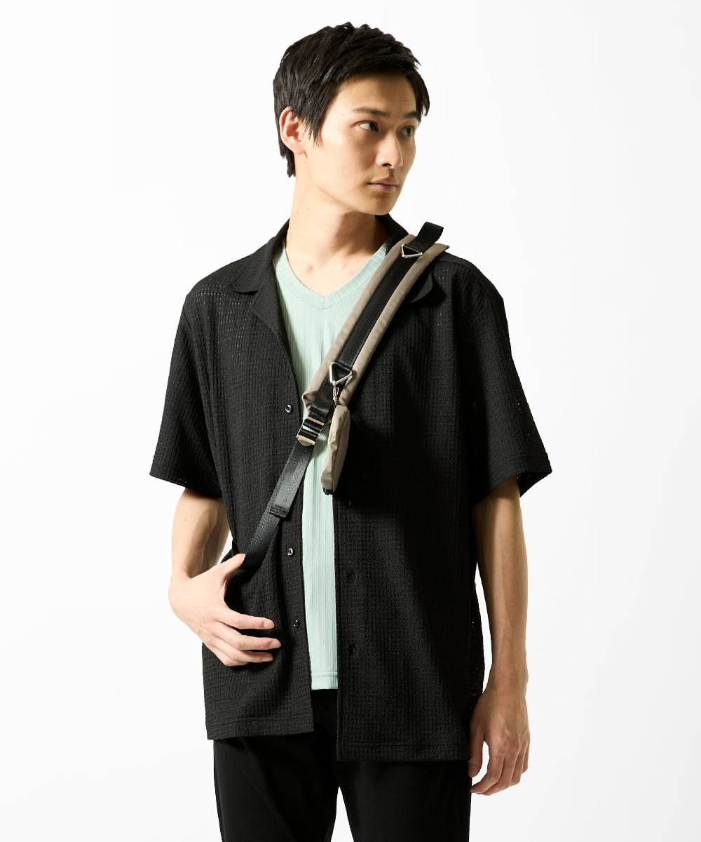 MKKHA60050 MK MICHEL KLEIN HOMME(MKミッシェルクランオム) 【洗える】ハリヌキテレコＶネック半袖 グリーン
