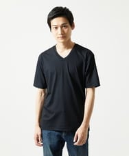 MKKHA60050 MK MICHEL KLEIN HOMME(MKミッシェルクランオム) 【洗える】ハリヌキテレコＶネック半袖 ブラック