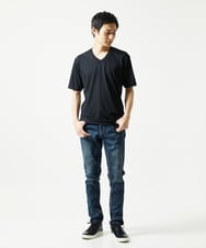 MKKHA60050 MK MICHEL KLEIN HOMME(MKミッシェルクランオム) 【洗える】ハリヌキテレコＶネック半袖 ブラック