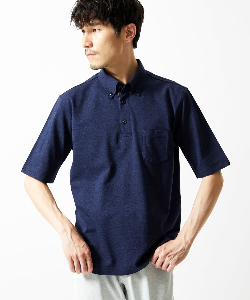 MKKHA62110 MK MICHEL KLEIN HOMME 【洗える】ボタンダウンカノコポロシャツ