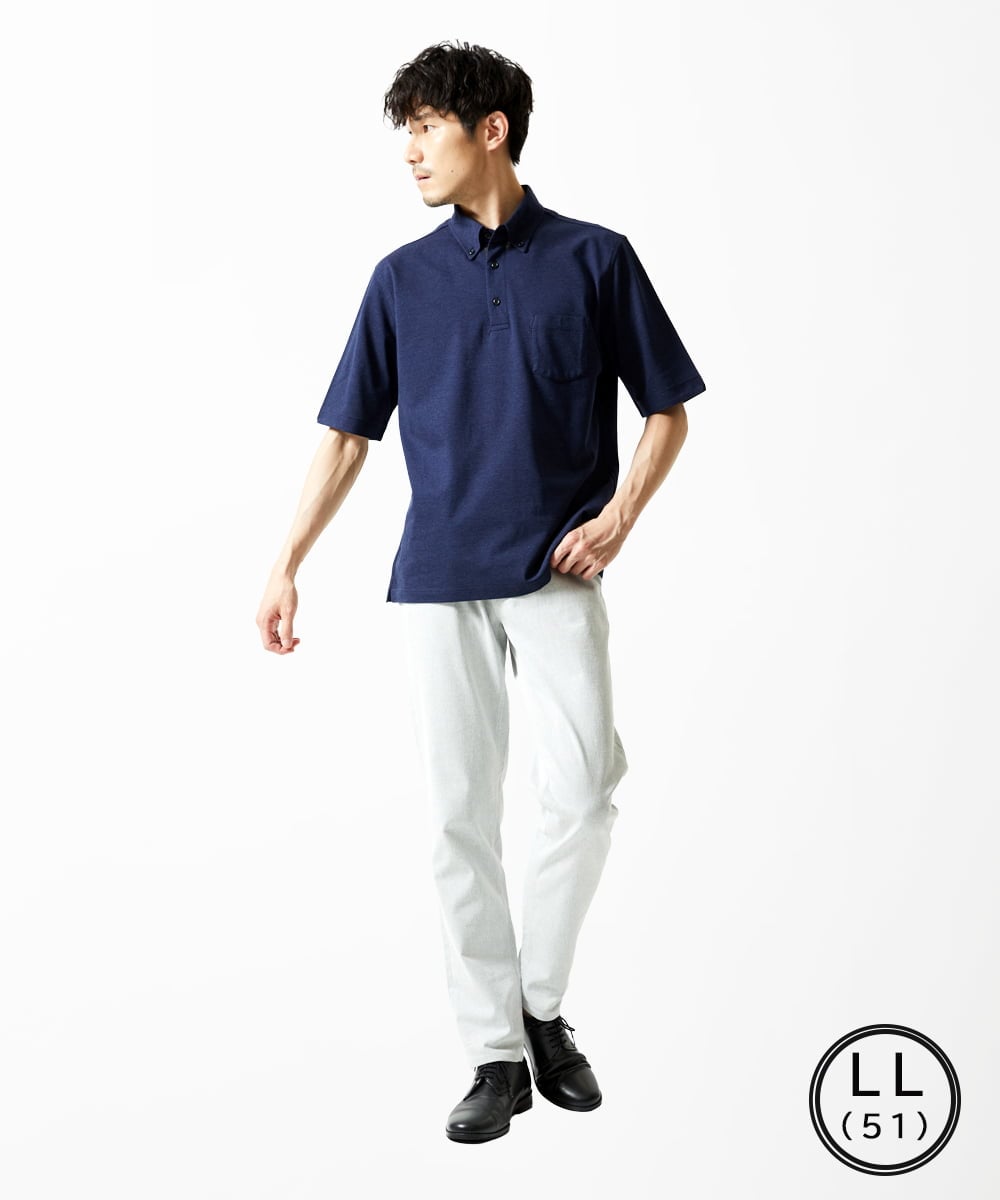 MKKHA62110 MK MICHEL KLEIN HOMME(MKミッシェルクランオム) 【洗える】ボタンダウンカノコポロシャツ ネイビー