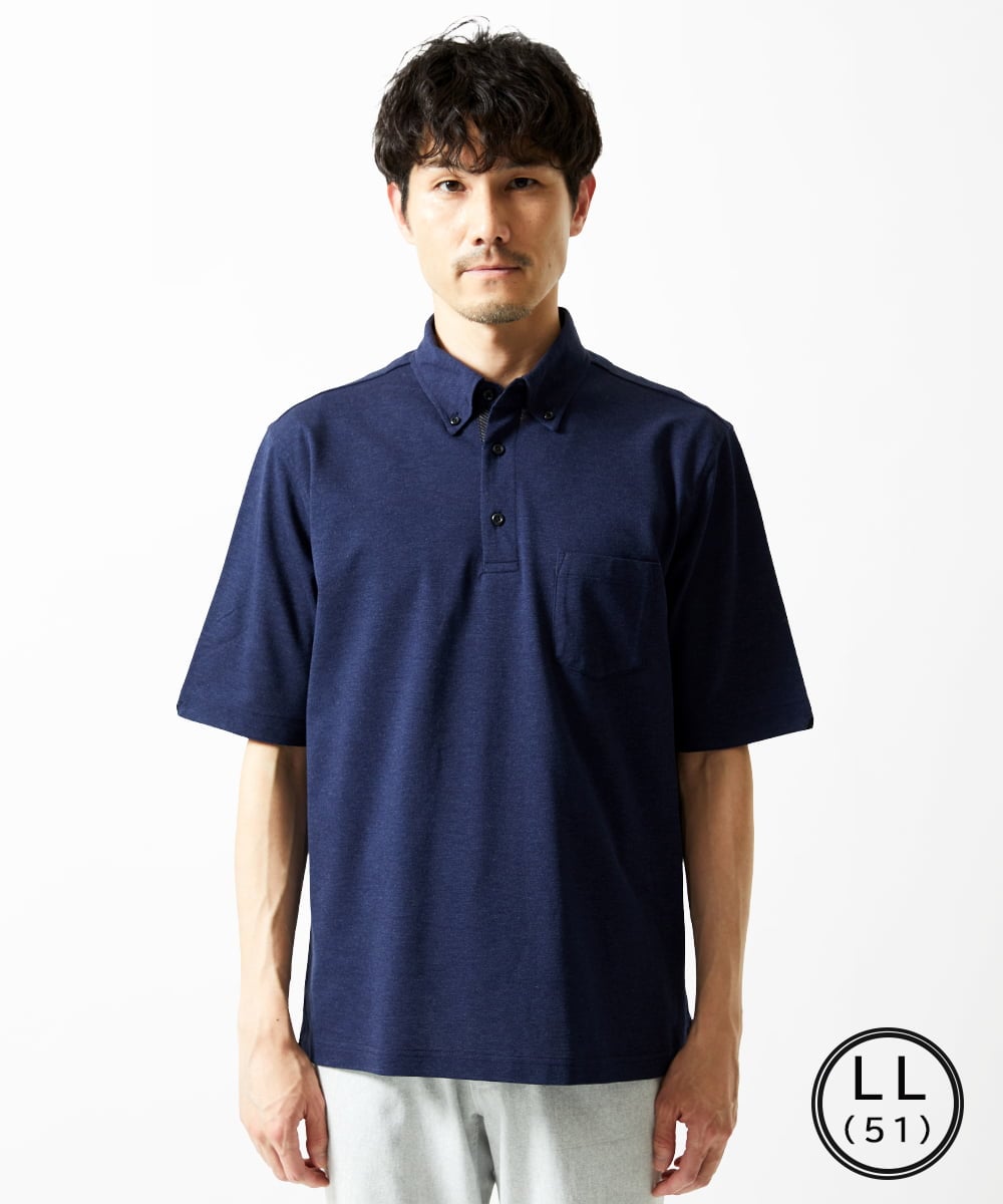 MKKHA62110 MK MICHEL KLEIN HOMME(MKミッシェルクランオム) 【洗える】ボタンダウンカノコポロシャツ ネイビー