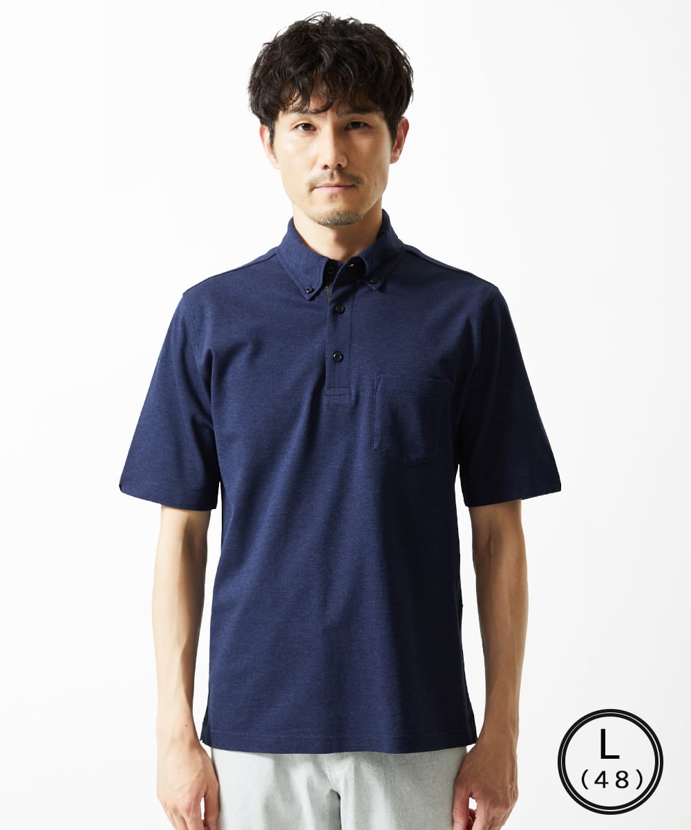 MKKHA62110 MK MICHEL KLEIN HOMME(MKミッシェルクランオム) 【洗える】ボタンダウンカノコポロシャツ ネイビー