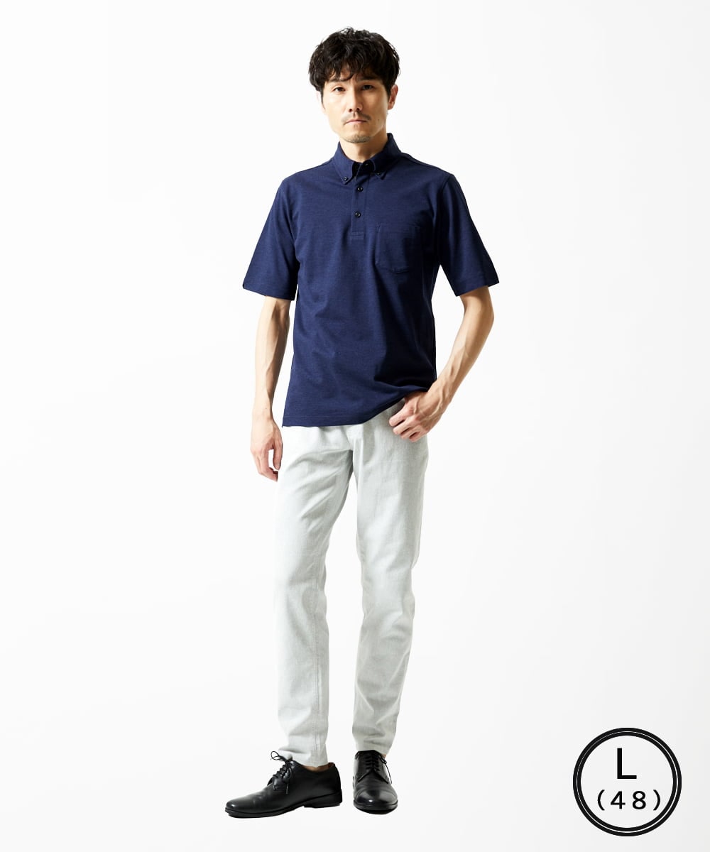 MKKHA62110 MK MICHEL KLEIN HOMME(MKミッシェルクランオム) 【洗える】ボタンダウンカノコポロシャツ ネイビー