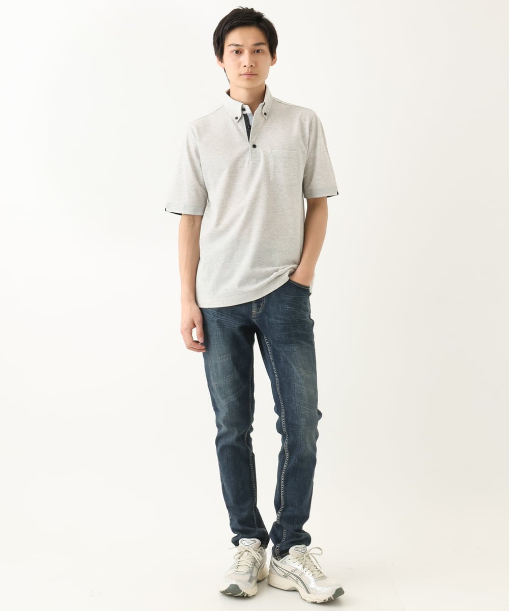 MKKHA62110 MK MICHEL KLEIN HOMME(MKミッシェルクランオム) 【洗える】ボタンダウンカノコポロシャツ アイボリー