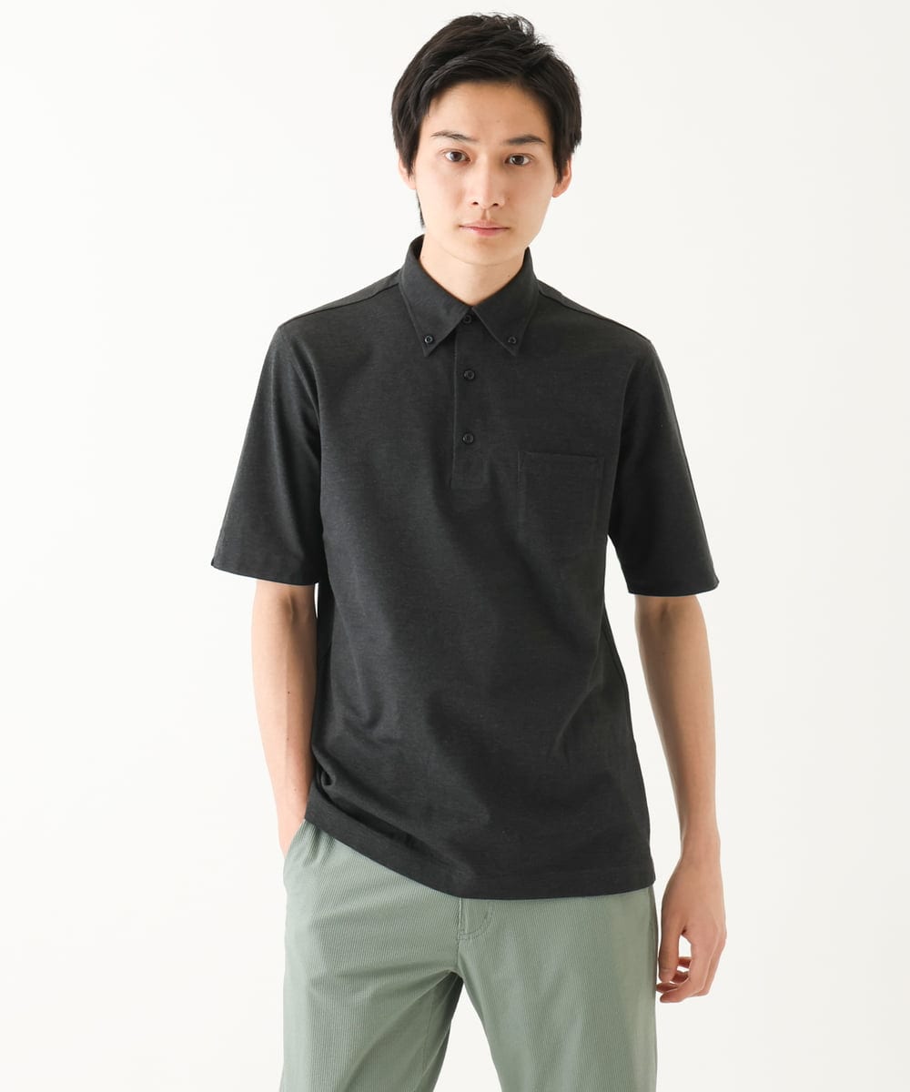 MKKHA62110 MK MICHEL KLEIN HOMME(MKミッシェルクランオム) 【洗える】ボタンダウンカノコポロシャツ ダークグレー