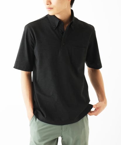 MK MICHEL KLEIN HOMME(MK ミッシェルクランオム) ボタンダウンカノコポロシャツ ダークグレー/灰 46