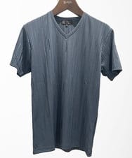 MKKHA72079 MK MICHEL KLEIN HOMME(MKミッシェルクランオム) 【洗える】3ＤストライプテレコＶネックＴシャツ パープル