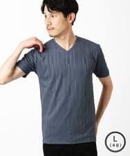 MKKHA72079 MK MICHEL KLEIN HOMME(MKミッシェルクランオム) 【洗える】3ＤストライプテレコＶネックＴシャツ パープル