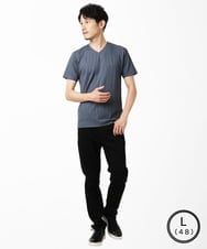 MKKHA72079 MK MICHEL KLEIN HOMME(MKミッシェルクランオム) 【洗える】3ＤストライプテレコＶネックＴシャツ パープル