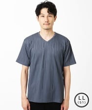 MKKHA72079 MK MICHEL KLEIN HOMME(MKミッシェルクランオム) 【洗える】3ＤストライプテレコＶネックＴシャツ パープル