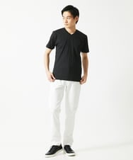 MKKHA72079 MK MICHEL KLEIN HOMME(MKミッシェルクランオム) ３ＤストライプテレコＶネックＴシャツ ブラック