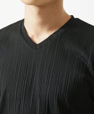 MKKHA72079 MK MICHEL KLEIN HOMME(MKミッシェルクランオム) ３ＤストライプテレコＶネックＴシャツ ブラック