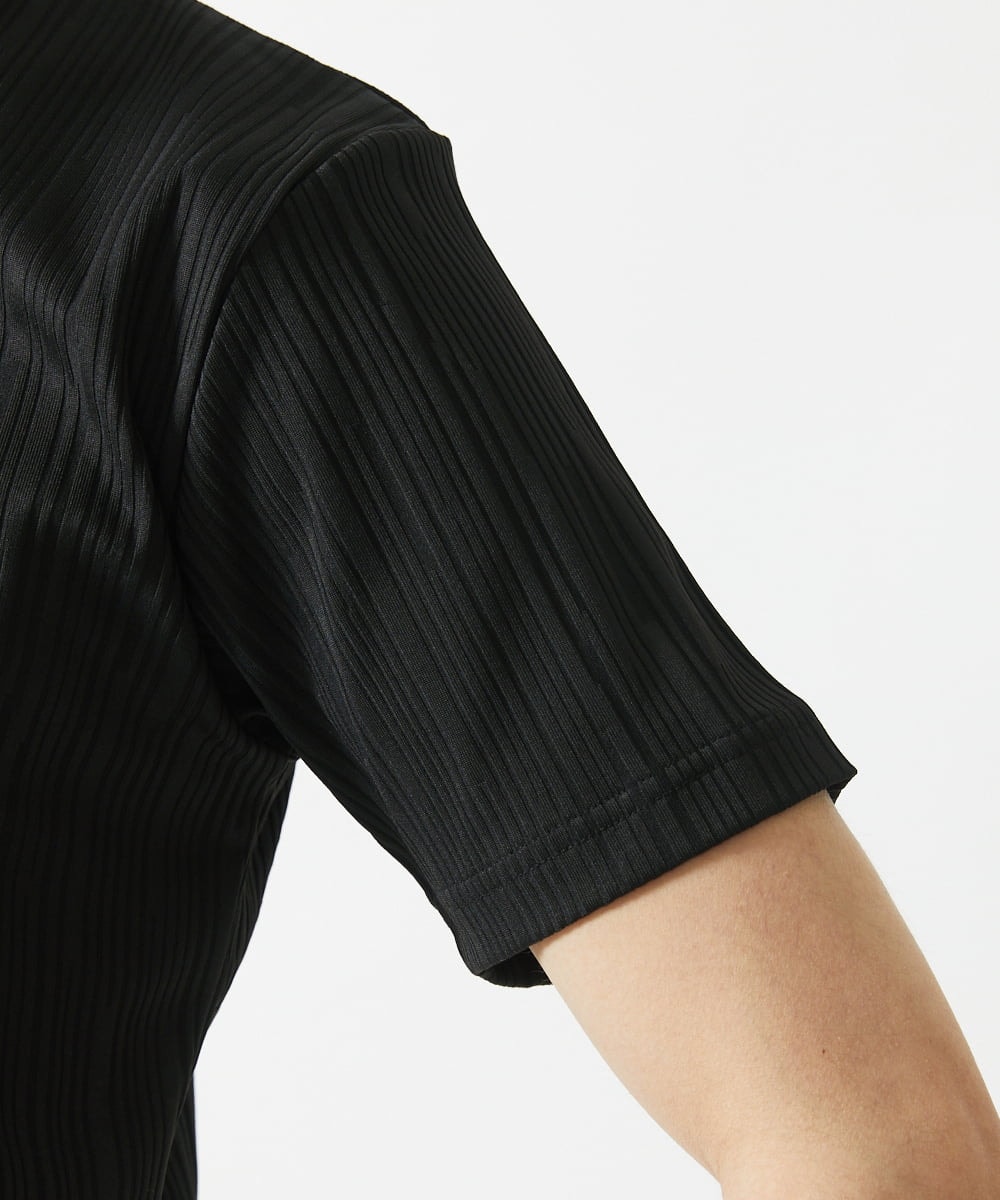 MKKHA72079 MK MICHEL KLEIN HOMME(MKミッシェルクランオム) ３ＤストライプテレコＶネックＴシャツ ブラック